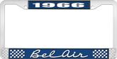 1966 Bel Air Blue and Chrome License Plate Frame with White Lettering
