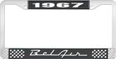 1967 Bel Air Black and Chrome License Plate Frame with White Lettering