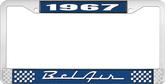 1967 Bel Air Blue and Chrome License Plate Frame with White Lettering