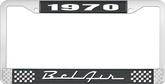 1970 Bel Air Black and Chrome License Plate Frame with White Lettering