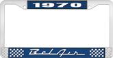 1970 Bel Air Blue and Chrome License Plate Frame with White Lettering