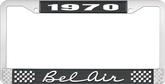 1970 Bel Air Black and Chrome License Plate Frame with White Lettering
