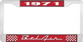 1971 Bel Air Red and Chrome License Plate Frame with White Lettering