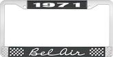 1971 Bel Air Black and Chrome License Plate Frame with White Lettering