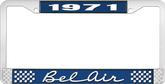 1971 Bel Air Blue and Chrome License Plate Frame with White Lettering