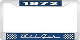 1972 Bel Air Blue and Chrome License Plate Frame with White Lettering