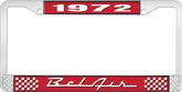 1972 Bel Air Red and Chrome License Plate Frame with White Lettering