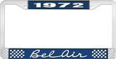 1972 Bel Air Blue and Chrome License Plate Frame with White Lettering