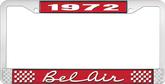 1972 Bel Air Red and Chrome License Plate Frame with White Lettering