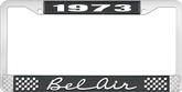 1973 Bel Air Black and Chrome License Plate Frame with White Lettering