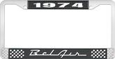 1974 Bel Air Black and Chrome License Plate Frame with White Lettering 