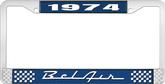 1974 Bel Air Blue and Chrome License Plate Frame with White Lettering