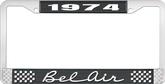 1974 Bel Air Black and Chrome License Plate Frame with White Lettering