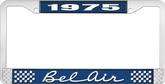 1975 Bel Air Blue and Chrome License Plate Frame with White Lettering
