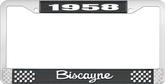 1958 Biscayne; License Plate Frame; Style #2; Black And Chrome With White Lettering