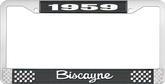 1959 Biscayne; License Plate Frame; Style #2; Black And Chrome With White Lettering