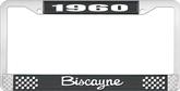 1960 Biscayne; License Plate Frame; Style #2; Black And Chrome With White Lettering