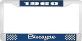 1960 Biscayne; License Plate Frame; Style #2; Blue And Chrome With White Lettering