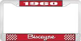 1960 Biscayne; License Plate Frame; Style #2; Red And Chrome With White Lettering
