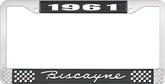 1961 Biscayne; License Plate Frame; Style #1; Black And Chrome With White Lettering
