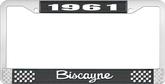 1961 Biscayne; License Plate Frame; Style #2; Black And Chrome With White Lettering
