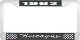 1962 Biscayne; License Plate Frame; Style #1; Black And Chrome With White Lettering
