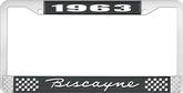 1963 Biscayne; License Plate Frame; Style #1; Black And Chrome With White Lettering