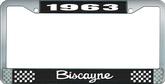 1963 Biscayne; License Plate Frame; Style #2; Black And Chrome With White Lettering