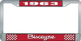 1963 Biscayne; License Plate Frame; Style #2; Black And Chrome With White Lettering