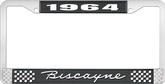 1964 Biscayne; License Plate Frame; Style #1; Black And Chrome With White Lettering
