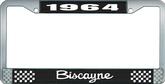 1964 Biscayne; License Plate Frame; Style #2; Black And Chrome With White Lettering