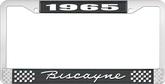 1965 Biscayne; License Plate Frame; Style #1 Black And Chrome With White Lettering