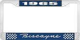 1965 Biscayne; License Plate Frame; Style #1; Blue And Chrome With White Lettering