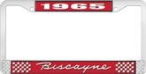 1965 Biscayne; License Plate Frame; Style #1; Red And Chrome With White Lettering