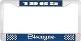 1965 Biscayne; License Plate Frame; Style #2; Blue And Chrome With White Lettering