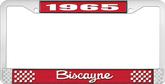 1965 Biscayne; License Plate Frame; Style #2; Red And Chrome With White Lettering