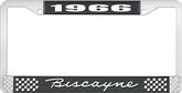 1966 Biscayne; License Plate Frame; Style #1; Black And Chrome With White Lettering