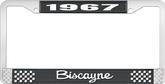 1967 Biscayne; License Plate Frame; Style #2; Black And Chrome With White Lettering