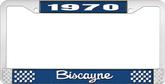 1970 Biscayne; License Plate Frame; Style #2; Black And Chrome With White Lettering