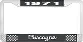 1971 Biscayne; License Plate Frame; Style #2; Black And Chrome With White Lettering