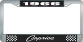 1966 Caprice Style #1 Black and Chrome License Plate Frame with White Lettering