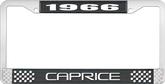 1966 Caprice Style #2 Black and Chrome License Plate Frame with White Lettering