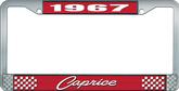 1967 Caprice Style #1 Red and Chrome License Plate Frame with White Lettering