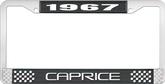 1967 Caprice Style #2 Black and Chrome License Plate Frame with White Lettering