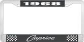 1968 Caprice Style #1 Black and Chrome License Plate Frame with White Lettering