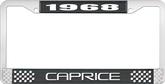 1968 Caprice Style #2 Black and Chrome License Plate Frame with White Lettering