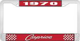 1970 Caprice Style #1 Red and Chrome License Plate Frame with White Lettering