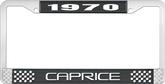 1970 Caprice Style #2 Black and Chrome License Plate Frame with White Lettering