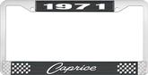 1971 Caprice Style #1 Black and Chrome License Plate Frame with White Lettering