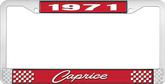 1971 Caprice Style #1 Red and Chrome License Plate Frame with White Lettering